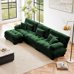 DOMETOUR Luxury Modular Sectional Sofa Couch,Oversized L Shaped Cloud Couch,Deep Seat Sofa Couch with Convertible Ottoman,Chenille - 1 of 4