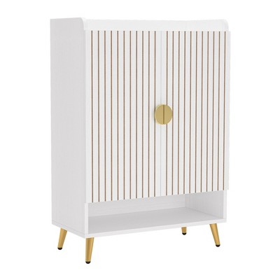 Lirago White 7-Tier Shoe Cabinet E0 Particle Board 29.5x14.6x43.3 7 Shelves Adjustable Storage Organizer