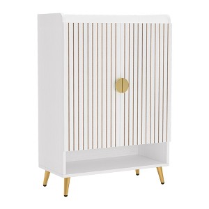 Lirago White 7-Tier Shoe Cabinet E0 Particle Board 29.5x14.6x43.3 7 Shelves Adjustable Storage Organizer - 1 of 4