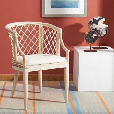 Natural White Wash Rattan Dining Chair with Cushions