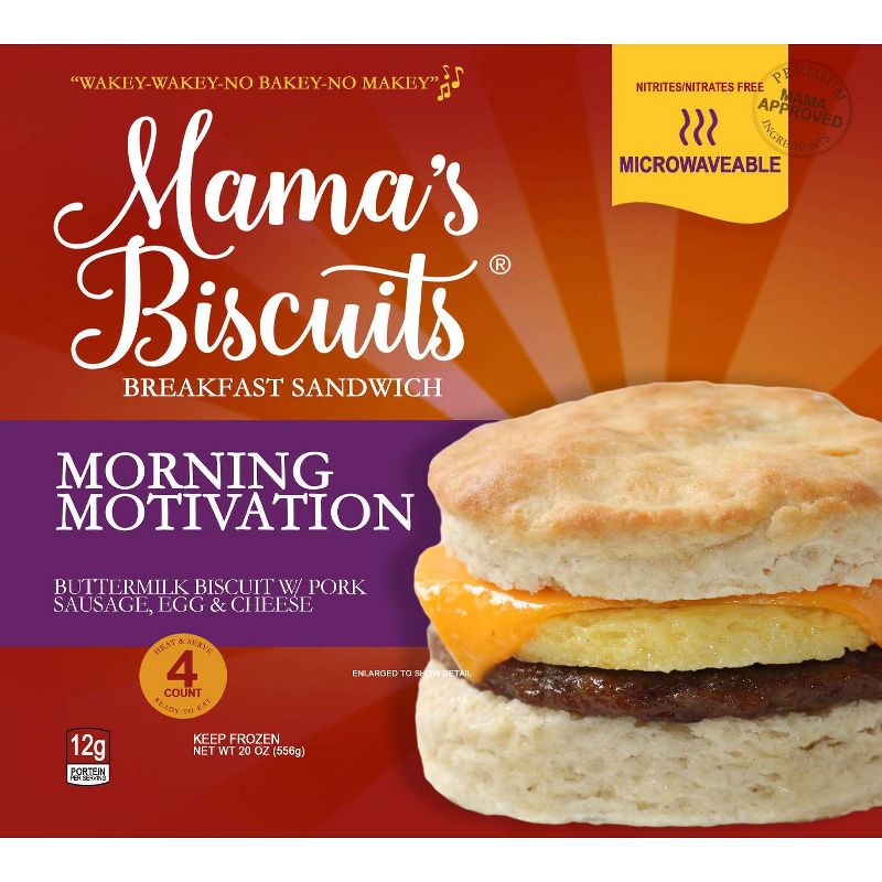 Mama&#39;s Biscuits Frozen Breakfast Sandwiches Morning Motivation - 20oz/4ct, 1 of 8