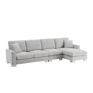 NicBex L-Shaped Chenille Sectional Sofa,5-Seat Couch Set with 2 Pillows and Chaise for Living Room,Apartment,Office,Gray - 1 of 4