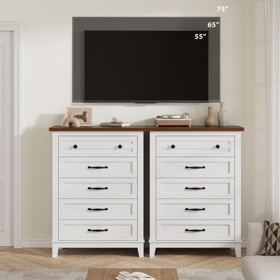 5 Dresser for Bedroom, 41.3" Tall Vertical Drawer Dresser with Storage Freestanding, Wooden Closet Storage Chest