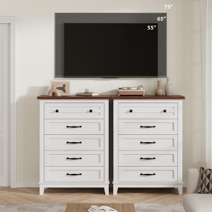 5 Dresser for Bedroom, 41.3" Tall Vertical Drawer Dresser with Storage Freestanding, Wooden Closet Storage Chest - 1 of 4