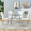 5-Piece Dining Set with Tempered Glass Table and 4 PU Armless Chairs - 3 of 4