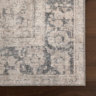 Beige and Gray Rectangular Synthetic Area Rug, 10x13
