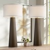 Possini Euro Design Karen 36" Tall Large Mid Century Modern End Table Lamps Set of 2 Dark Gold Glass Living Room Bedroom Bedside Off-White Shade - 2 of 4