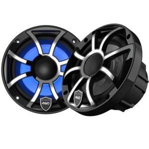 Wet Sounds REVO 6-XSB-SS Black XS / Stainless Overlay Grill 6.5 Inch Marine LED Coaxial Speakers (pair) - 1 of 4