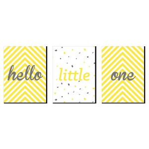 Big Dot of Happiness Hello Little One - Yellow and Gray - Baby Girl or Boy Nursery Wall Art & Kids Room Decor - 7.5 x 10 inches - Set of 3 Prints - 1 of 4