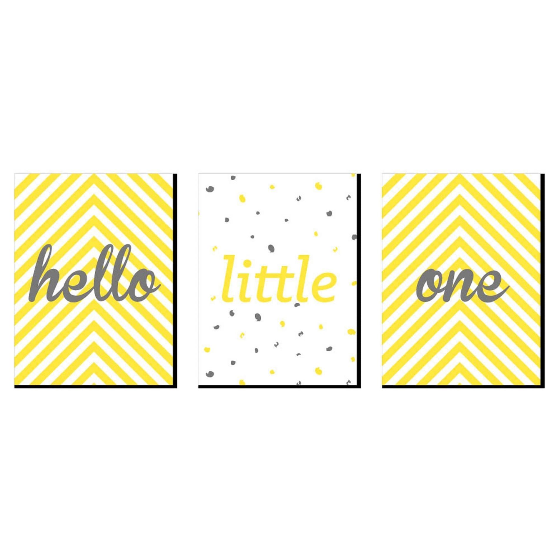 Big Dot of Happiness Hello Little One - Yellow and Gray - Baby Girl or Boy Nursery Wall Art & Kids Room Decor - 7.5 x 10 inches - Set of 3 Prints