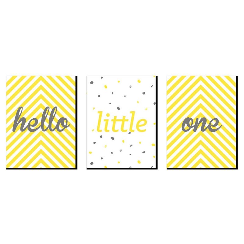 Big Dot of Happiness Hello Little One - Yellow and Gray - Baby Girl or Boy Nursery Wall Art & Kids Room Decor - 7.5 x 10 inches - Set of 3 Prints, 1 of 8
