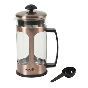 Mr. Coffee Daily Brew French Press, 30 oz Borosilicate Glass & Metal Frame and Plunger, Includes Coffee Scoop - 1 of 4