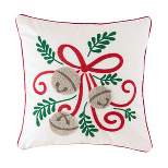 C&F Home 18" x 18" Jingle Bow Chain Stitch Christmas Holiday Throw Pillow
