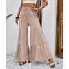Women's High Waist Flare Pants - Stretch Elastic Waistband - 3 of 4