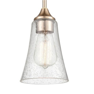 Satin Nickel Mini Pendant Light with Glass Shade
