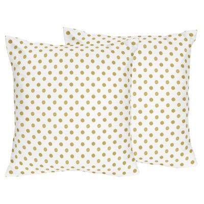 White & Gold Polka Amelia Throw Pillow - Sweet Jojo Designs