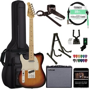 Sawtooth Left-Handed Sunburst ET Series Electric Guitar w/ Aged White Pickguard - Includes: Accessories, Amp & Gig Bag - 1 of 4