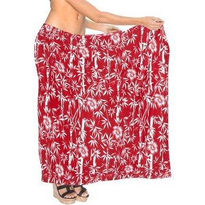 LA LEELA Women's Sarong Swimwear Wrap Cover up Wraps One Size Red G68 - 1 of 4
