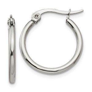 Black Bow Jewelry 2mm Stainless Steel Classic Round Hoop Earrings - 19.5mm (3/4 Inch) - 1 of 4