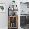 Garvee Corner Wine Bar Cabinet with Detachable Wine Rack, Bar Cabinet, Small Sideboard and Buffet Cabinet with Mesh Door (Retro Brown/Grey) - 3 of 4