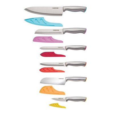 Cuisinart Classic Colorcore Riveted 10pc Stainless Steel Knife Set with  Blade Guards Silver/Rainbow - C77CR-10P