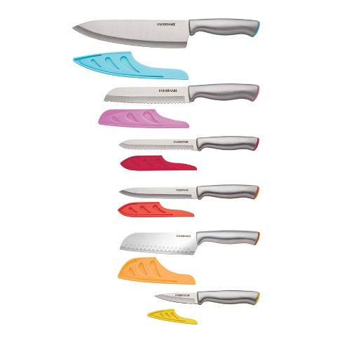 Cuisinart Classic Colorcore Riveted 10pc Stainless Steel Knife Set With  Blade Guards Silver/rainbow - C77cr-10p : Target
