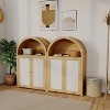 31.5" Arched Shoe Cabinet, 5-Tier 47.8" Tall Rattan Shoe Storage Cabinet with 2 Doors, Open Shelf, Adjustable Shelves, Freestanding - 3 of 4