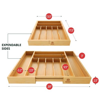 Royal Craft Wood Bamboo Kitchen Drawer Organizer (Beige, 9-slot)