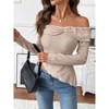 Womes Top Knit Long Sleeve Boat Neck Asymmetric Hem T Shirt Blouse - 3 of 4