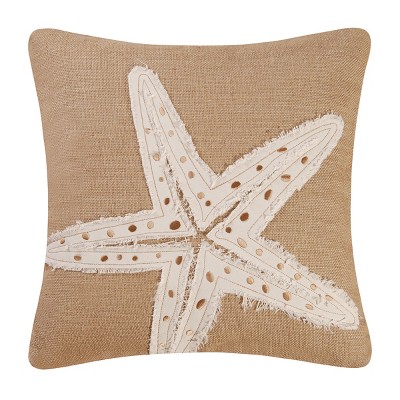 C&F Home 18" x 18" Starfish Burlap Throw Pillow