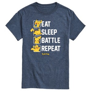 Men's - Pokémon - Eat Sleep Battle Repeat Short Sleeve Graphic T-Shirt - 1 of 4