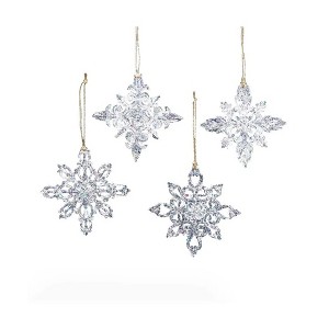 Kurt Adler Acrylic Ornaments for Christmas Tree, Silver Snowflakes, Assorted (Pack of 4) - 1 of 1