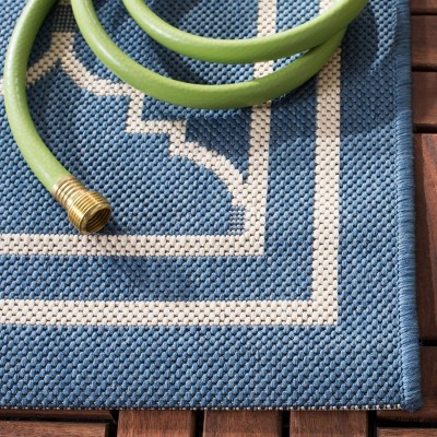 Courtyard Blue and Beige Synthetic Outdoor Area Rug