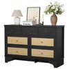 7 Drawer Dresser for Bedroom, 47.3'' Wide Wood Chest of Drawers with Natural Rattan Drawers - 2 of 4