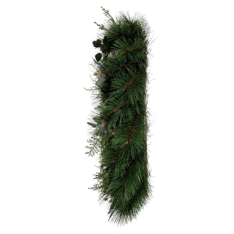 Vickerman 30" Artificial Long Leaf Pine with Seeded Cedar, Eucalyptus Foliage, and Pinecones Wreath, 4 of 6