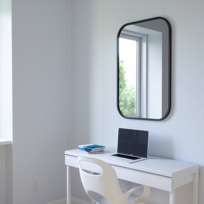 Umbra Hub 38'' Black Rectangular Rubber Rimmed Mirror