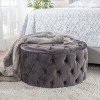 NicBex Ottoman Foot Rest with Buttons Stylish Footstools and Ottomans Round Upholstered Velvet Ottoman for Bedroom, Living Room - 2 of 4