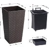 22.5 Inch Outdoor and Indoor Tall Planter Set of 2 Large Rattan Flower Pot with 2 Trays - 2 of 4