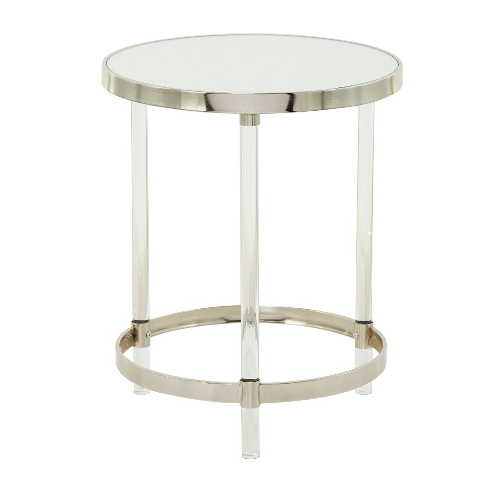 Photos - Garden Furniture Contemporary Metal Accent Table Silver - Olivia & May