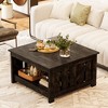 WOWLIVE Lift Top Coffee Table with Storage, Farmhouse Wood Cocktail Table - 2 of 4