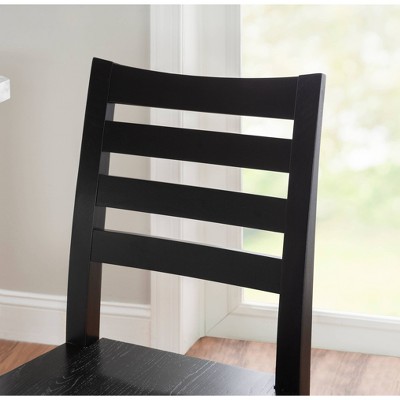 Flynn Black Solid Wood Ladder Back Counter Stools, Set of 2