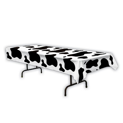 Beistle 54" x 108" Cow Print Tablecover; White/Black 2/Pack 57943