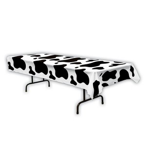 Beistle 54" x 108" Cow Print Tablecover; White/Black 2/Pack 57943 - 1 of 1