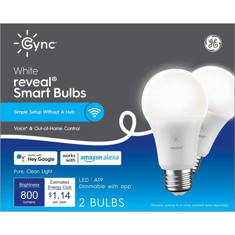 GE CYNC 2pk Reveal Smart Light Bulbs, White, Bluetooth and Wi-Fi Enabled, 5 of 8