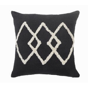 HomeRoots 20" X 20" White And Black 100% Cotton Geometric Zippered Pillow - 1 of 4