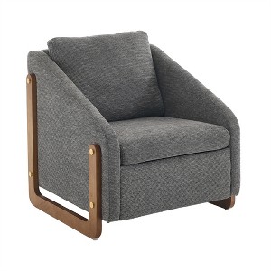 COWLOWN Chenille Upholstered Armchair with Wood Frame, Golden Nailhead Accent Chair for Living Room/Bedroom - 1 of 4
