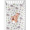 Sweet Jojo Designs Gender Neutral Unisex Baby Fitted Crib Sheet Watercolor Elephants Grey Green and Blue - 4 of 4