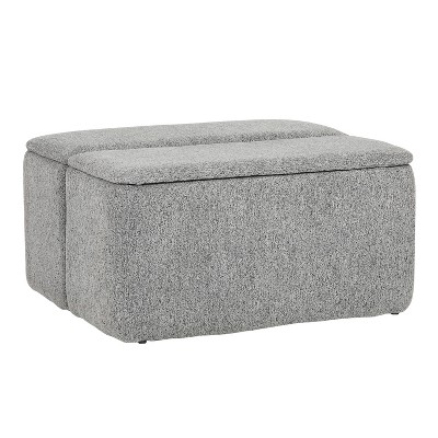 Stout Storage Ottoman Polyester/Metal/Wood Light Gray - LumiSource