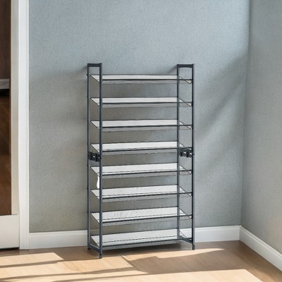 Shoe Rack, 8-Tier Shoe Organizer, Metal Shoe Storage for Garage, Entryway, Set of 2, 4-Tier Stackable Shoe Shelf