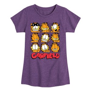 Girls' - Garfield - Faces Grid Fitted Short Sleeve Graphic T-Shirt - 1 of 4
